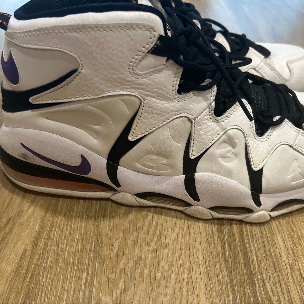 Charles Barkley Nike White and Black Sneakers with Purple Details
